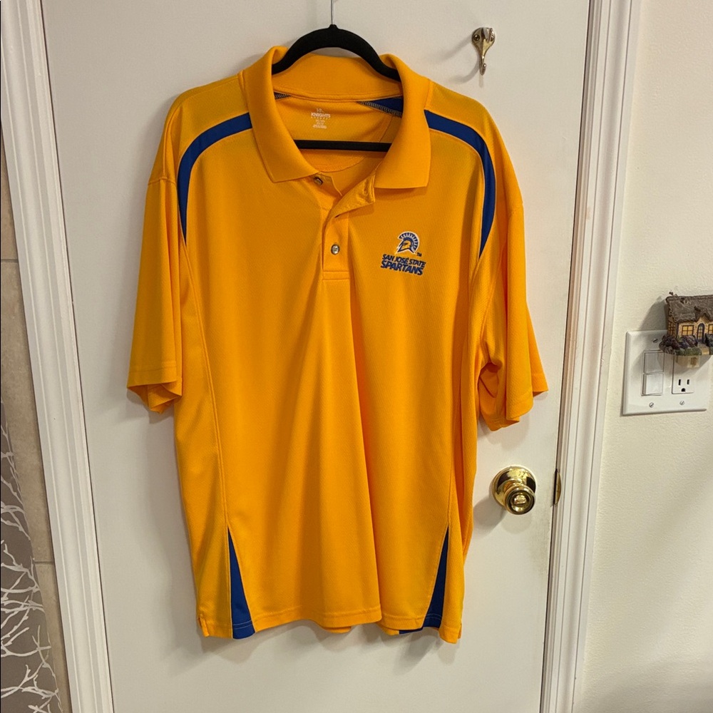 San Jose State Spartans Men’s Yellow and Blue Polo Shirt-Sz 2XL